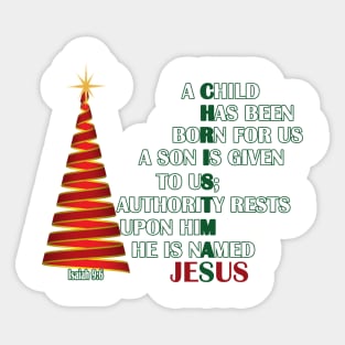 A Child Has Been Born for Us - Christian Christmas Design Sticker